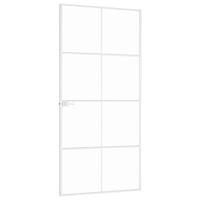 VidaXL Binnendeur 93x201,5 cm gehard glas en aluminium smal wit - thumbnail