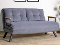 Converteerbare fauteuil SANDERO 2 plaatsen stof grijs - thumbnail