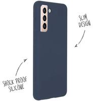 Accezz Liquid Silicone Backcover Samsung Galaxy S21 Telefoonhoesje Blauw - thumbnail