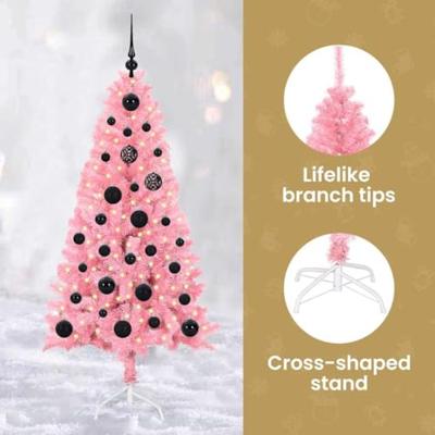 VidaXL Kerstboom met 150 led met standaard roze 150 cm pvc VidaXL Kerstboom met 150 led met standaard roze 150 cm pvc