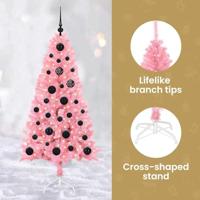 VidaXL Kerstboom met 150 led met standaard roze 150 cm pvc - thumbnail