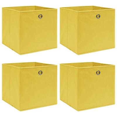 VidaXL Opbergboxen 4 st 32x32x32 cm stof geel