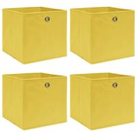 VidaXL Opbergboxen 4 st 32x32x32 cm stof geel - thumbnail