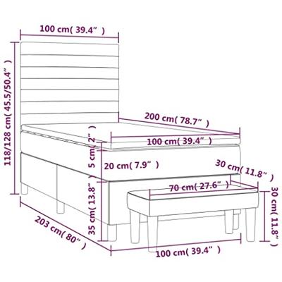 Boxspring met matras stof crèmekleurig 100x200 cm
