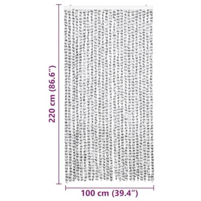 Vliegengordijn 100x220 cm chenille licht- en donkergrijs