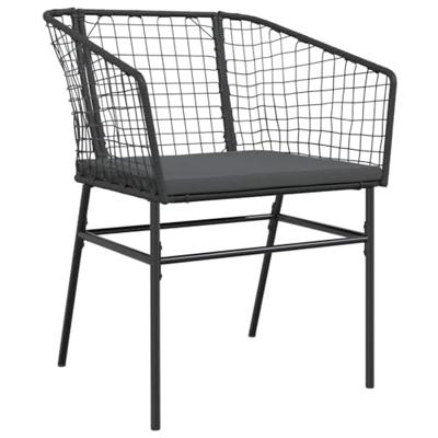 9-delige Tuinset met kussens poly rattan glas zwart