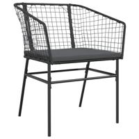 7-delige Tuinset met kussens poly rattan glas zwart - thumbnail