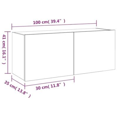 Tv-wandmeubel met LED-verlichting 100x35x41 cm betongrijs