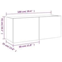 Tv-wandmeubel met LED-verlichting 100x35x41 cm betongrijs - thumbnail