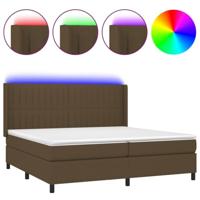 Boxspring met matras en LED stof donkerbruin 200x200 cm - thumbnail
