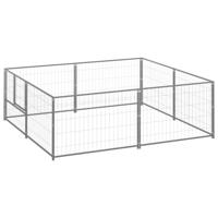 Hondenkennel 4 m² staal zilverkleurig - thumbnail