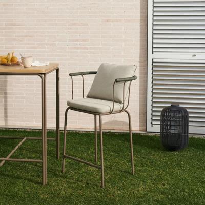 Kave Home Barkruk 'Salguer' Gevlochten touw en staal, kleur Beige (zithoogte 66cm)