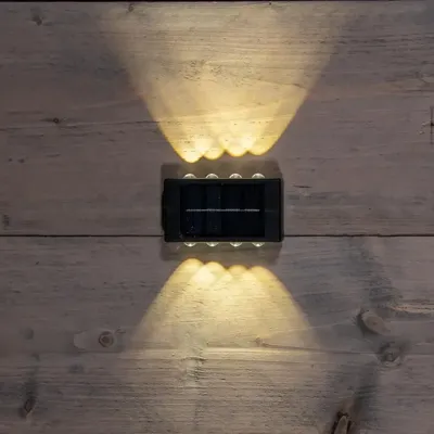 Anna's Collection Set van 2 wandverlichting solar 2 x 10 x 5,5 cm warm wit - Zwart