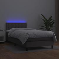 Boxspring met matras en LED kunstleer grijs 120x190 cm - thumbnail