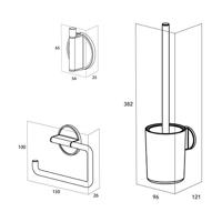 Toiletaccessoiresset Tiger Tune Met Toiletborstel, Toiletrolhouder en Handdoekhaak Geborsteld Messing - Zwart - thumbnail