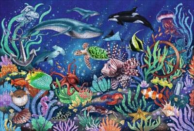 Ravensburger houten puzzel onder de zee, 500st.