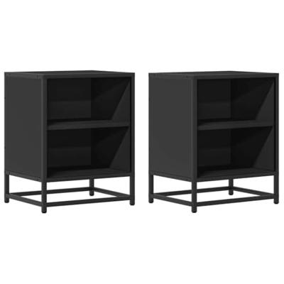 Nachtkastjes 2 st 40x31x50 cm bewerkt hout en metaal zwart