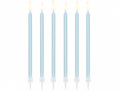 Taartkaarsjes licht blauw 14cm - 12 stuks