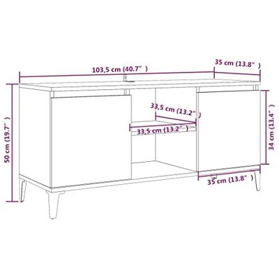 Tv-meubel met metalen poten 103,5x35x50 cm grijs sonoma eiken