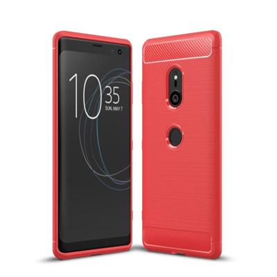 Geborsteld textuur Carbon Fiber schokbestendig TPU Case voor Sony Xperia XZ3 (rood)