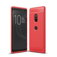 Geborsteld textuur Carbon Fiber schokbestendig TPU Case voor Sony Xperia XZ3 (rood) - thumbnail