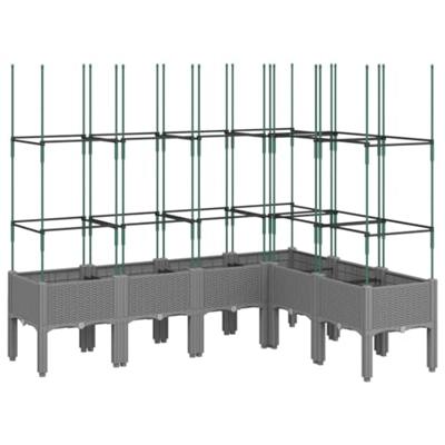 Plantenbak met latwerk 160x120x142,5 cm polypropeen lichtgrijs Plantenbak met latwerk 160x120x142,5 cm polypropeen lichtgrijs