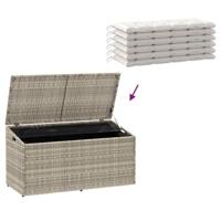 Tuinbox 110x50x58 cm poly rattan lichtgrijs - thumbnail