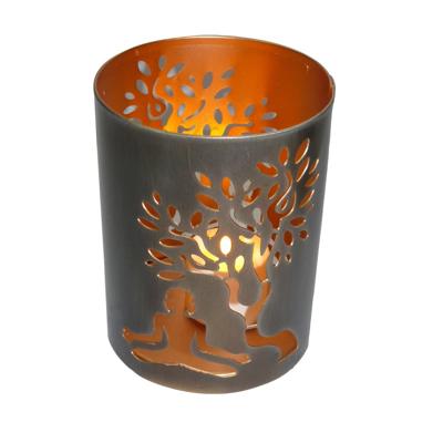 Metalen Waxinelichthouder - Meditatie (ca. 12 x 9,5 cm)