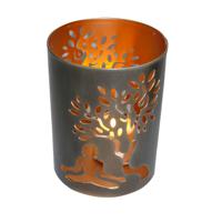 Metalen Waxinelichthouder - Meditatie (ca. 12 x 9,5 cm) - thumbnail