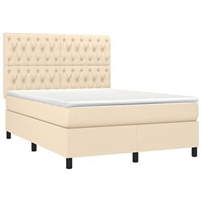 Boxspring met matras en LED stof crèmekleurig 140x190 cm - thumbnail