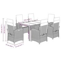 7-delige Tuinset met kussens poly rattan zwart - thumbnail