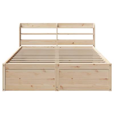 Bedframe met hoofdbord massief grenenhout 140x190 cm - thumbnail