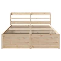 Bedframe met hoofdbord massief grenenhout wit 140x200 cm - thumbnail