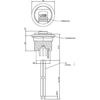 ProCar Power USB Einbausteckdose EV mit Gewindehülse und Deckel Power USB inbouwstopcontact met deksel Stroombelasting (max.): 3 A Geschikt voor USB-A ProCar Power USB Einbausteckdose EV mit Gewindehülse und Deckel Power USB inbouwstopcontact met deksel Stroombelasting (max.): 3 A Geschikt voor USB-A