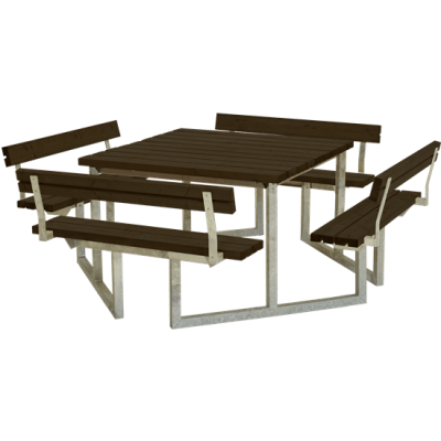 Picknicktafel Vierkant Twist Zwart 4 Rugleuningen