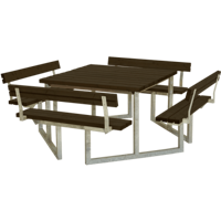 Picknicktafel Vierkant Twist Zwart 4 Rugleuningen - thumbnail