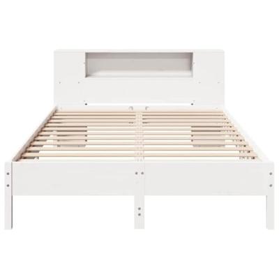 Bed met boekenkast zonder matras grenenhout wit 140x190 cm