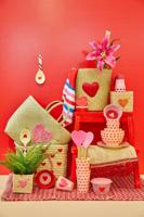 Hoekige mand in raffia voor kinderen HEARTS RICE beige - thumbnail