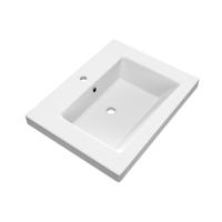 Brauer Solar Medium Wastafel - 60 cm - met 1 Spoelbak en 1 Kraangat - Mineraalmarmer Mat Wit - thumbnail