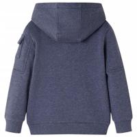 Kindervest met capuchon en rits 128 gemleerd donkerblauw - thumbnail