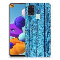 Samsung Galaxy A21s | Bumper Hoesje | Wood Blue - thumbnail