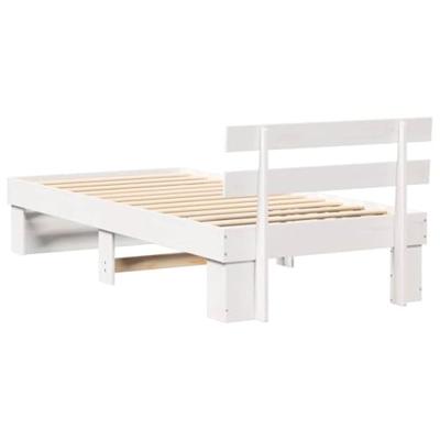 Bedframe met hoofdeinde Wit 90 x 200 cm Massief grenenhout Bedframe met hoofdeinde Wit 90 x 200 cm Massief grenenhout