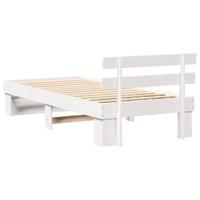 Bedframe met hoofdeinde Wit 90 x 190 cm Massief grenenhout - thumbnail
