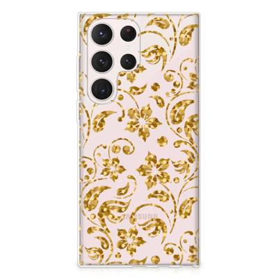 Samsung Galaxy S23 Ultra | TPU Case | Gouden Bloemen Samsung Galaxy S23 Ultra | TPU Case | Gouden Bloemen