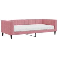 Slaapbank met matras 90x200 cm fluweel roze - thumbnail