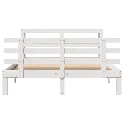Bedframe met hoofdbord massief grenenhout wit 120x190 cm