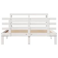 Bedframe met hoofdbord massief grenenhout wit 120x190 cm - thumbnail