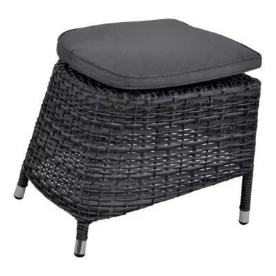 Soho Forte voetenbank wicker hocker antraciet 52x50x42 cm