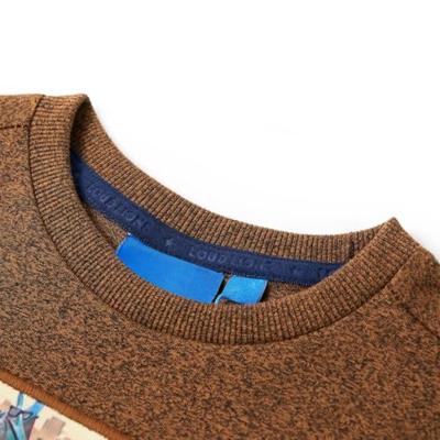 Kindershirt met lange mouwen dinosaurusprint 92 gemleerd cognackleur