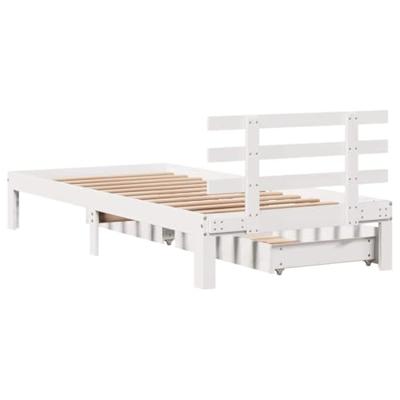 Bedframe met lades massief grenenhout wit 100x200 cm